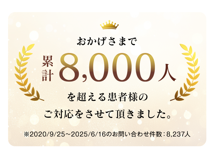 累計8,000人を超える患者様のご対応をさせて頂きました