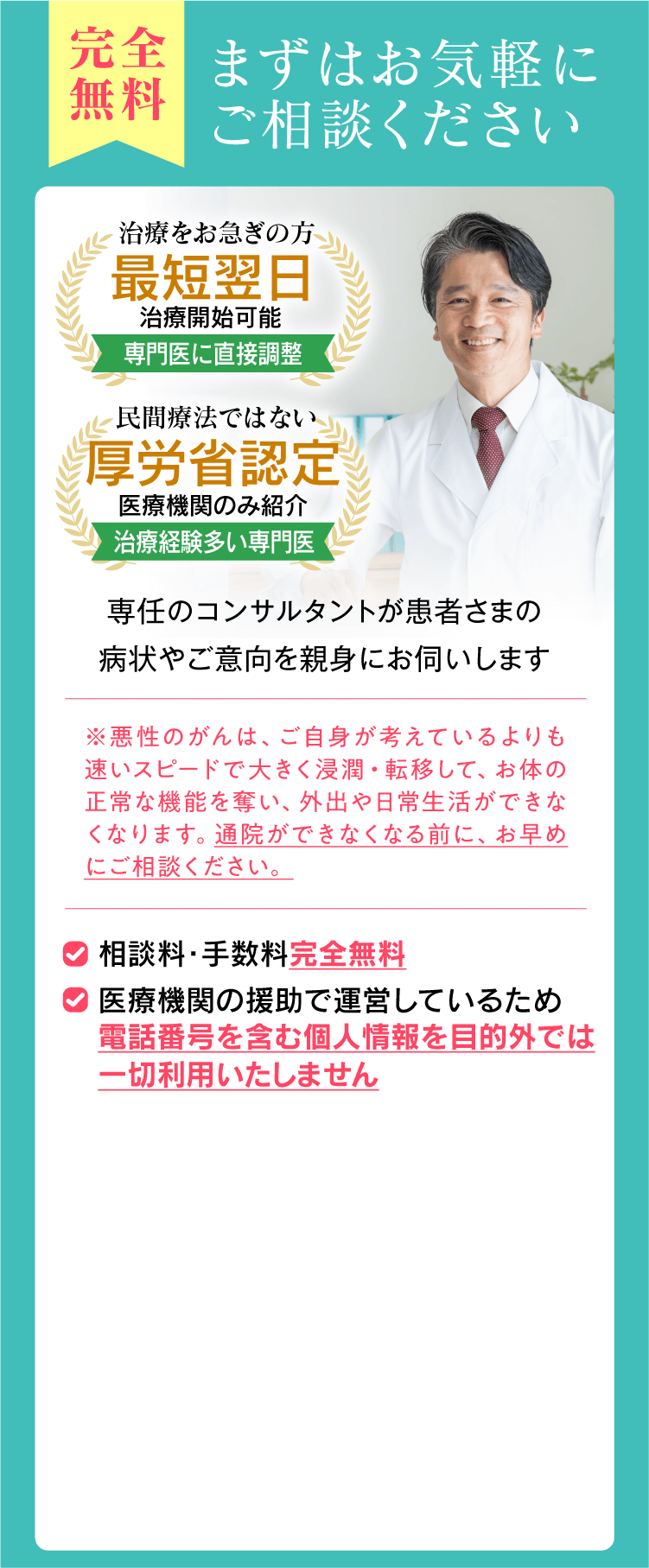 但し、高品質な医療機関での毎月の治療枠数には限りがあります